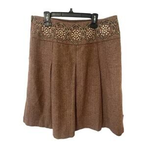 Ann Taylor Loft Lined Skirt Herringbone Pleated Sequin Party Vintage Fall 8